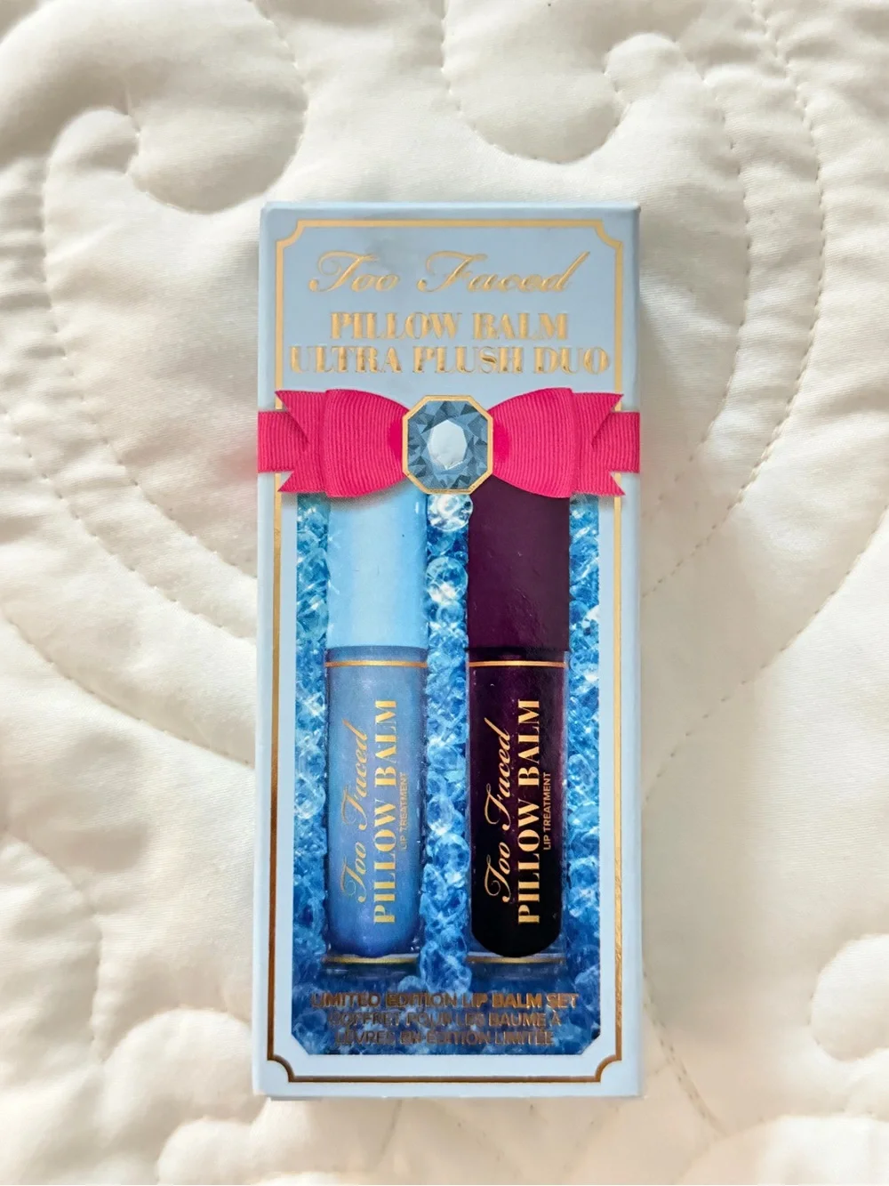 NIB Too Faced Hangover Pillow Balm Lip Duo - Ice Crystal & Midnight Crystal